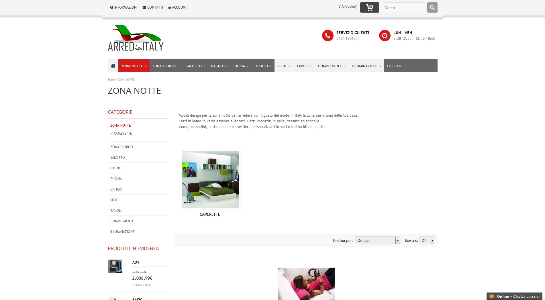 Vendita online arredamento zona notte