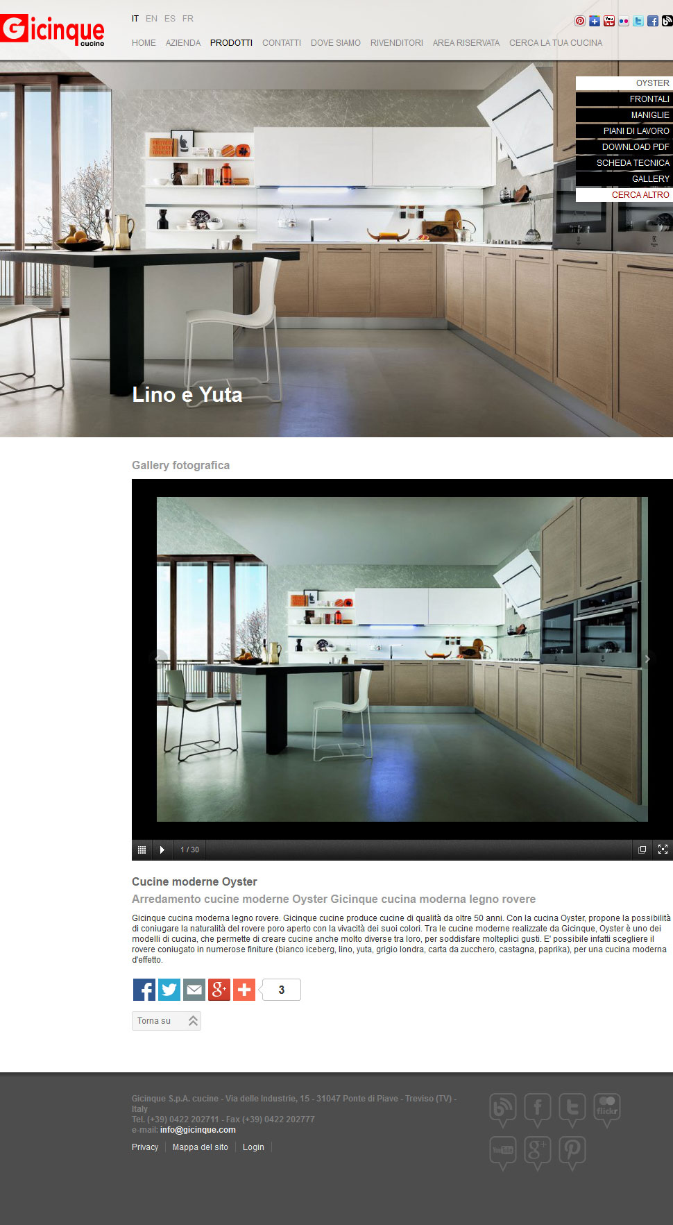 cucine moderne Oyster in legno rovere poro aperto